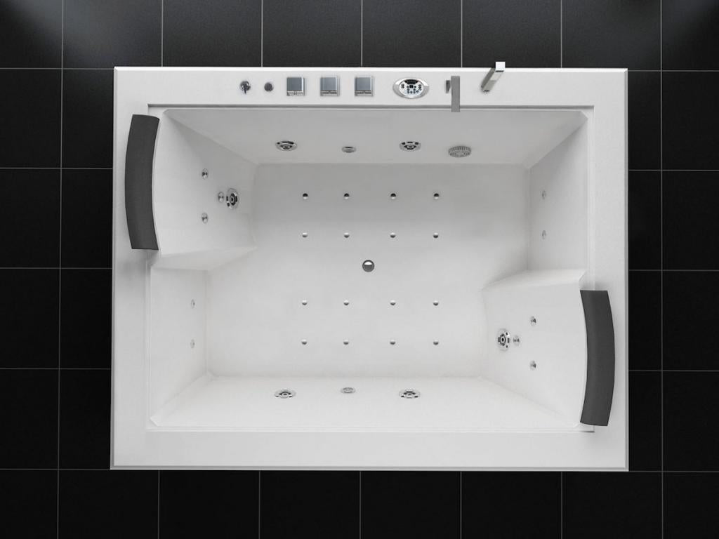 PureHaven Whirlpool 180x142cm Heizung Reinigungsprogramm & Lichttherapie Wasserfall Bluetooth-fähiges Soundsystem