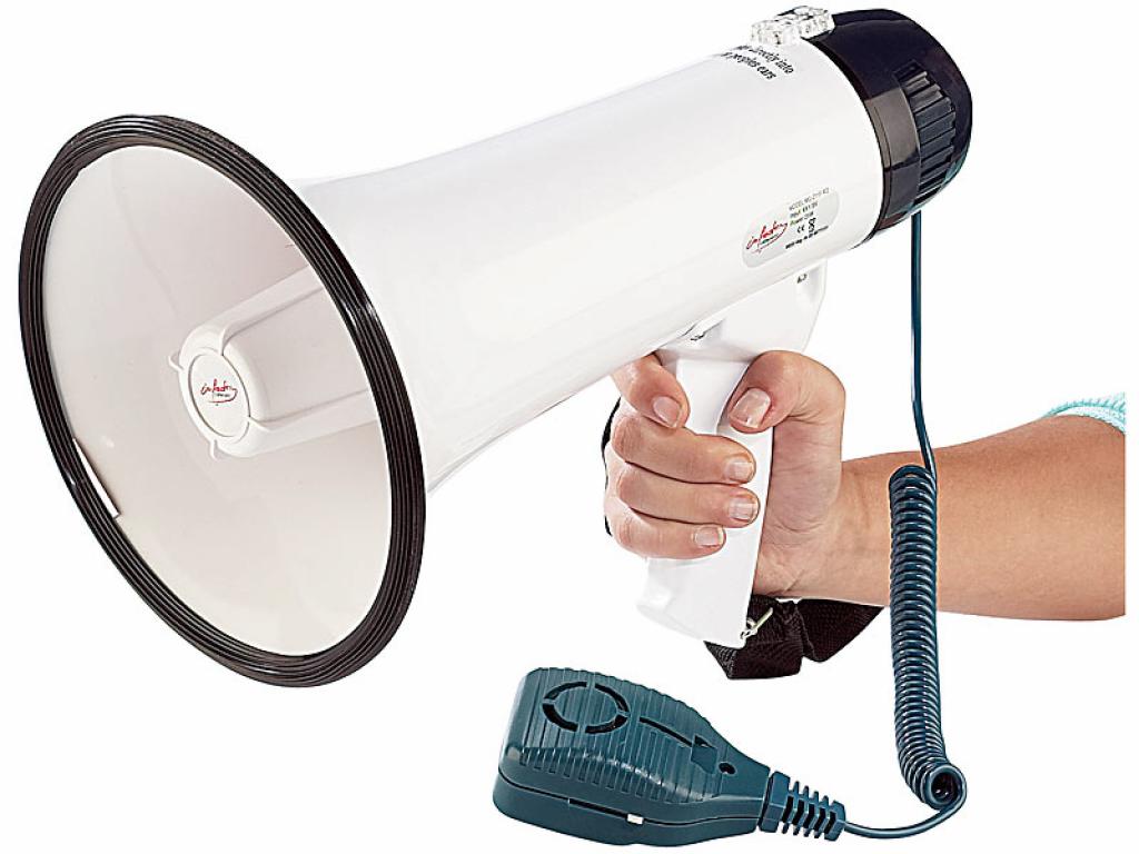 infactory Megafon mit Sirene und Musik 25Watt Megaphon Megaphone