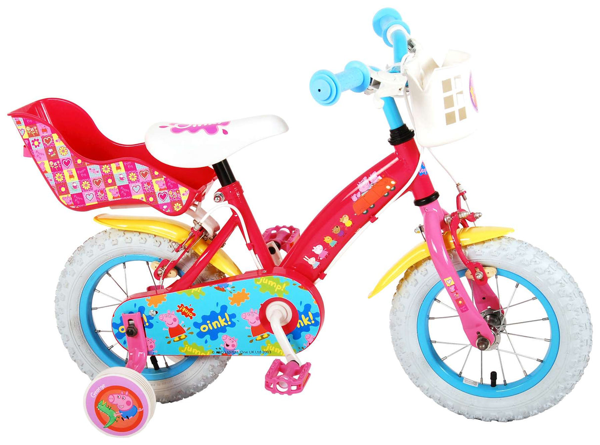 Volare Peppa Pig Kinderfahrrad - Mädchen - 12 Zoll - Pink - Zwei Handbremsen