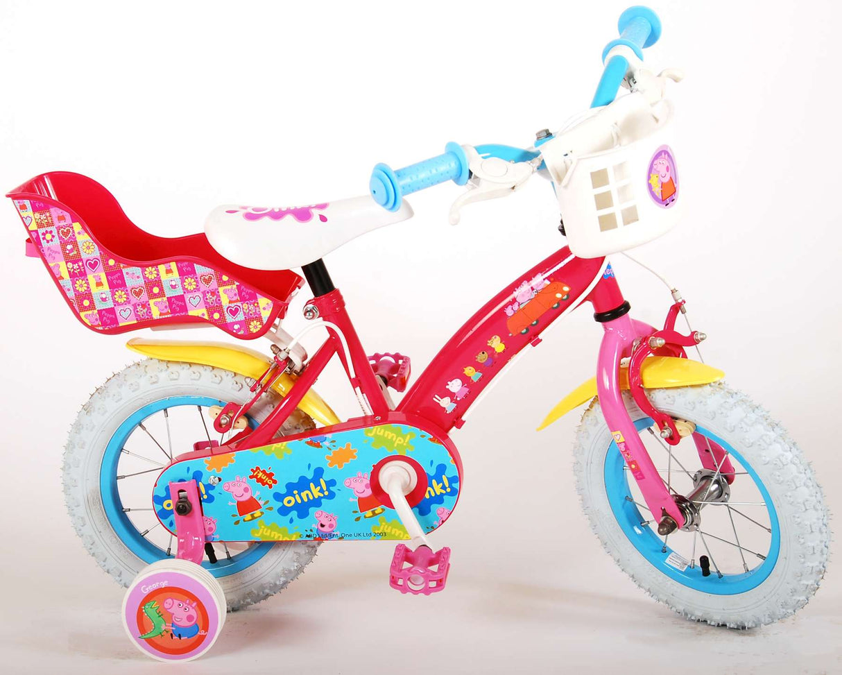 Volare Peppa Pig Kinderfahrrad - Mädchen - 12 Zoll - Pink - Zwei Handbremsen