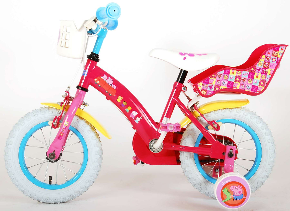 Volare Peppa Pig Kinderfahrrad - Mädchen - 12 Zoll - Pink - Zwei Handbremsen