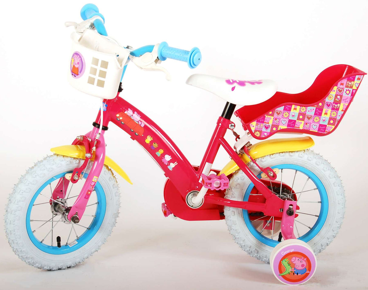 Volare Peppa Pig Kinderfahrrad - Mädchen - 12 Zoll - Pink - Zwei Handbremsen