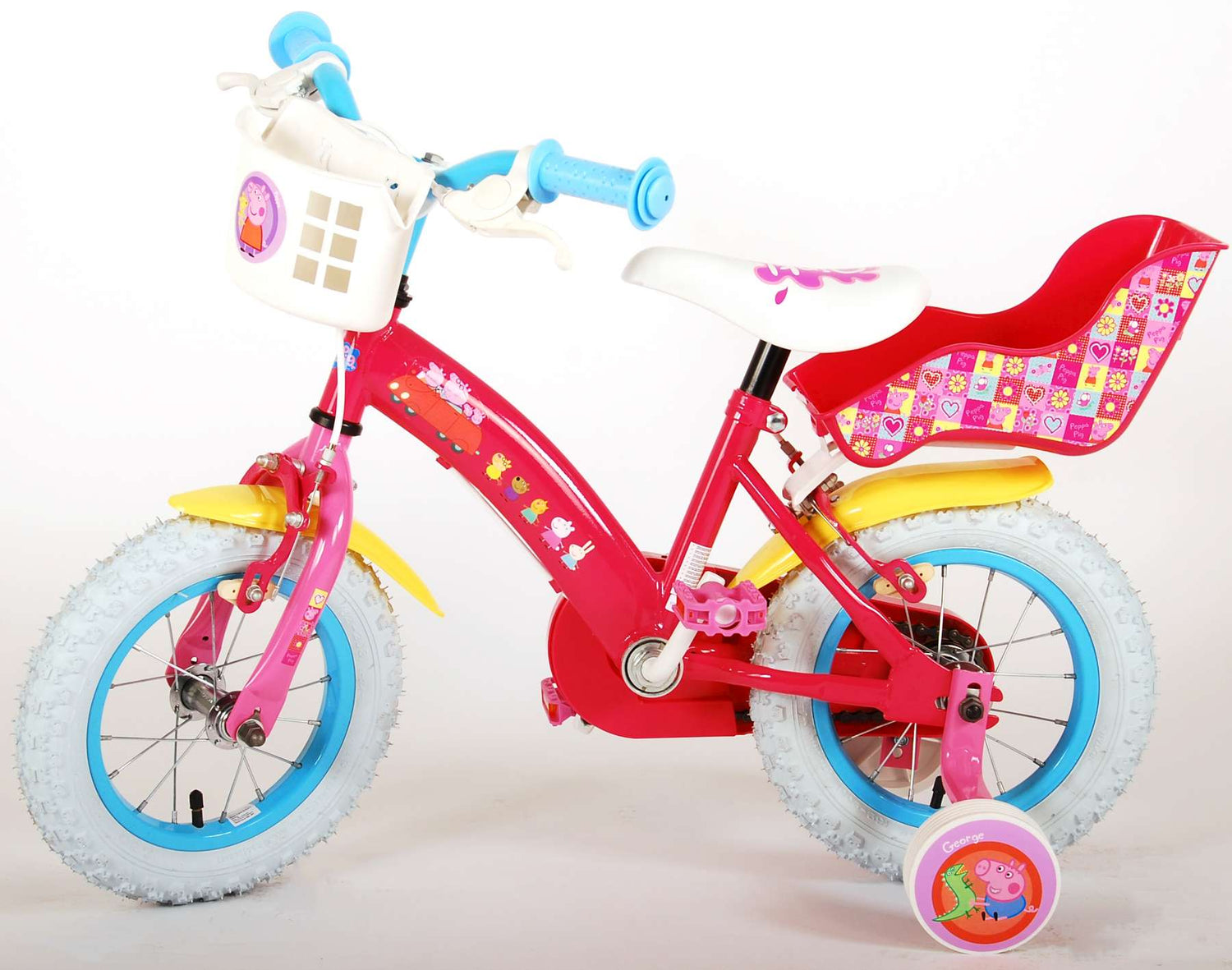 Volare Peppa Pig Kinderfahrrad - Mädchen - 12 Zoll - Pink - Zwei Handbremsen