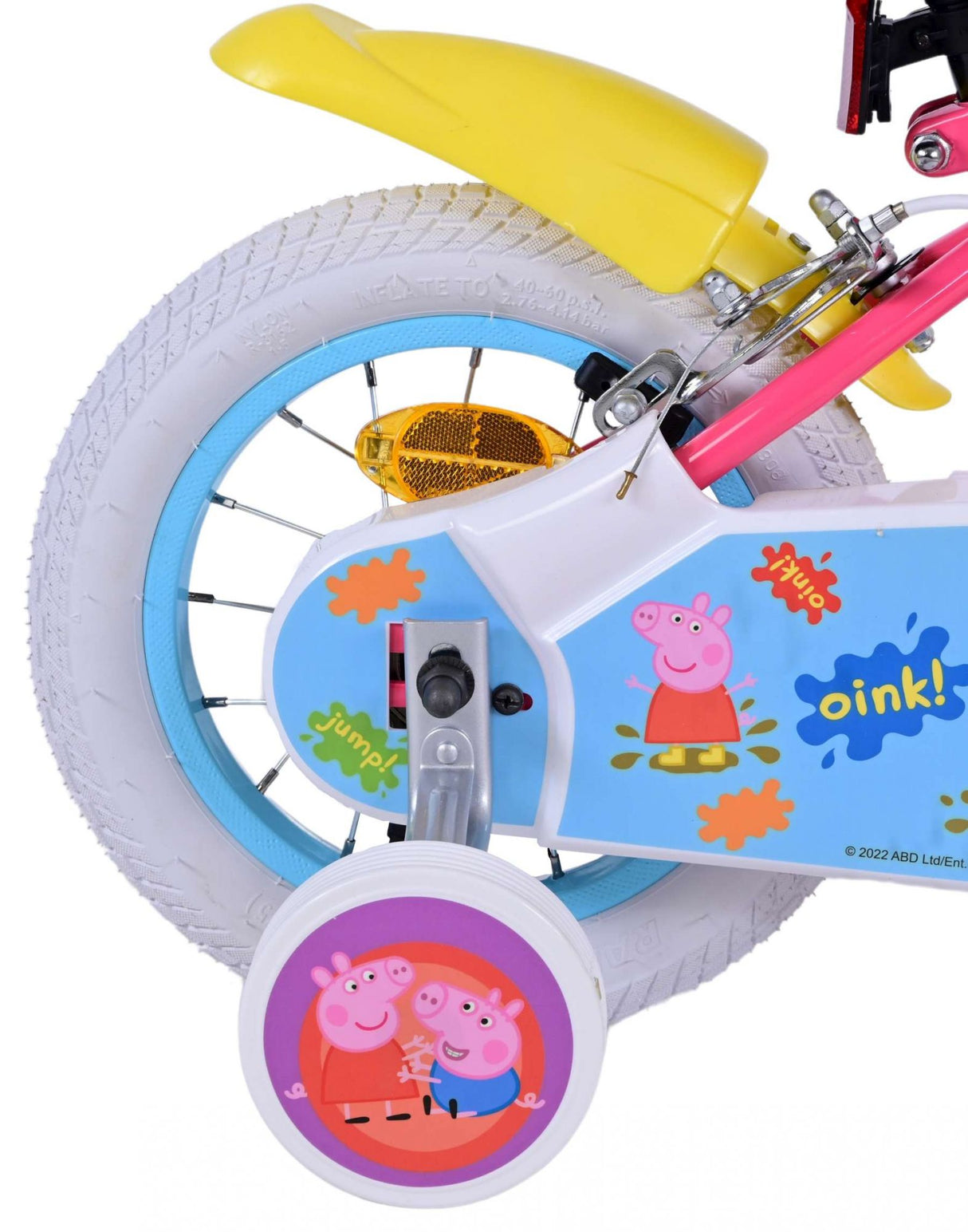 Volare Peppa Pig 12-Zoll-Kinderfahrrad Pink mit abnehmbaren Stützrädern und zwei Handbremsen - Sicherheit und Komfort