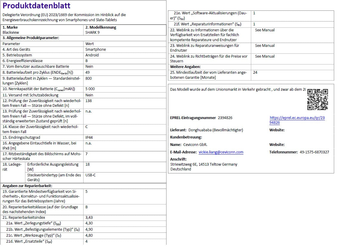 Produktdatenblatt