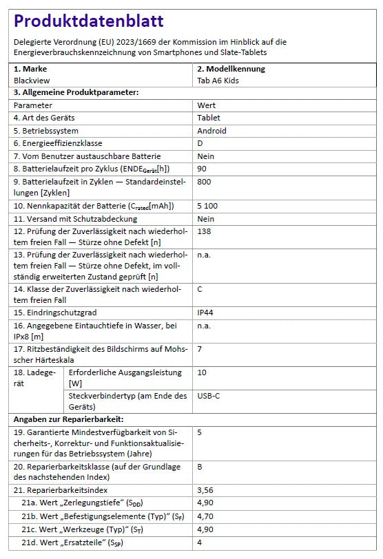 Produktdatenblatt