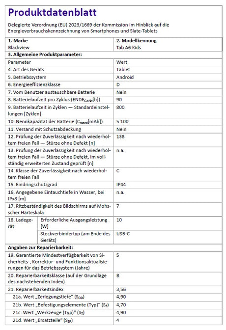 Produktdatenblatt