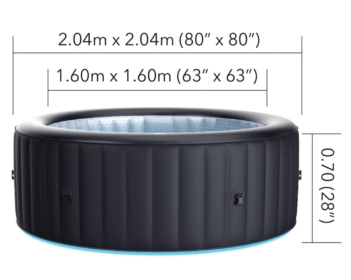 Purehaven MSPA Aufblasbarer Whirlpool Aurora für 6 Personen | 138 Massagedüsen, LED-Beleuchtung, PTC-Heizung, UVC-Desinfektion, Outdoor Spa