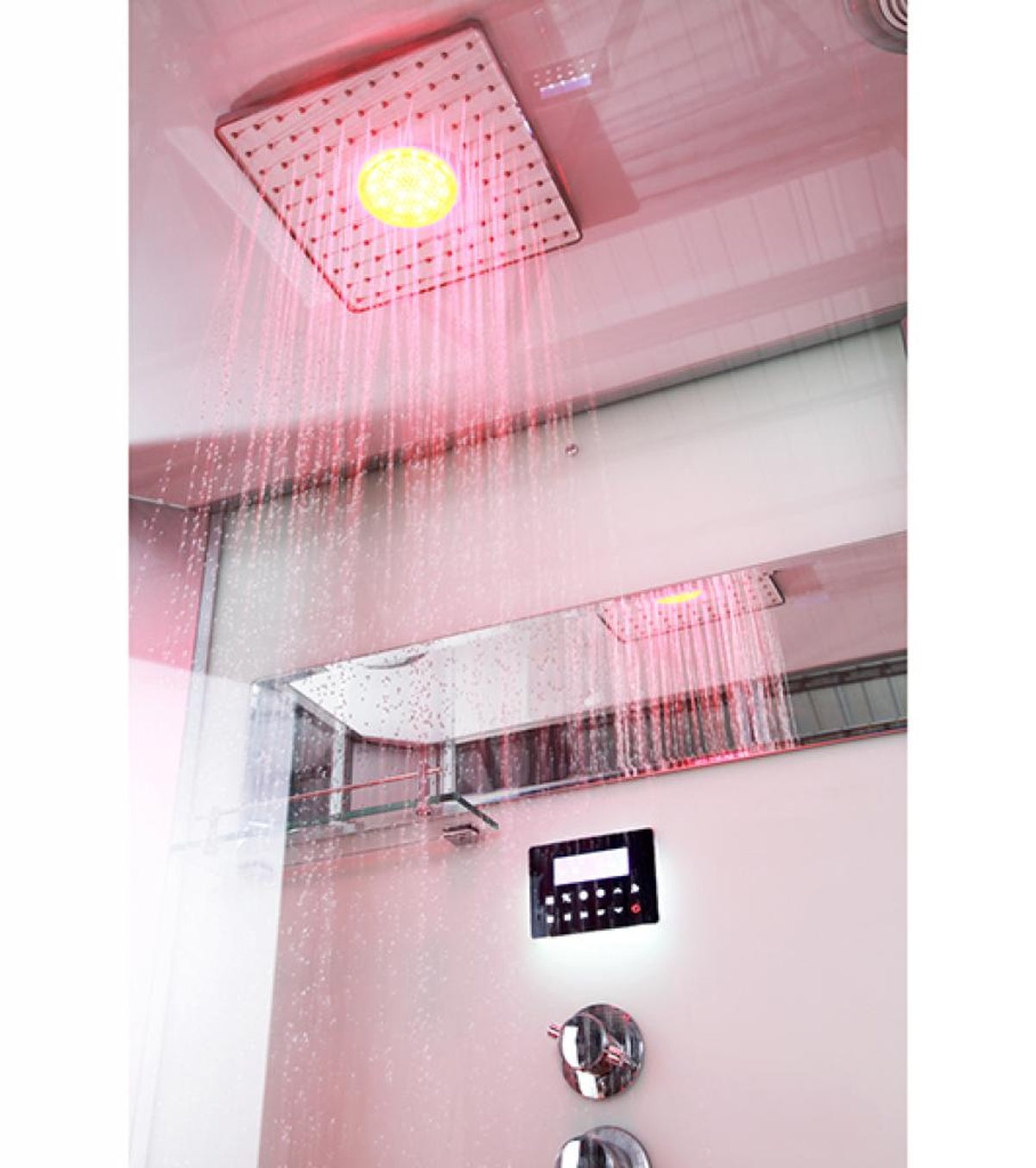 PureHaven 2in1 Dampfdusche und Infrarotsauna 145x90 cm mit Aluminiumrahmen komplettem Zubehör Tropenbrause Sitzfläche Radio Massagefunktion Weiß