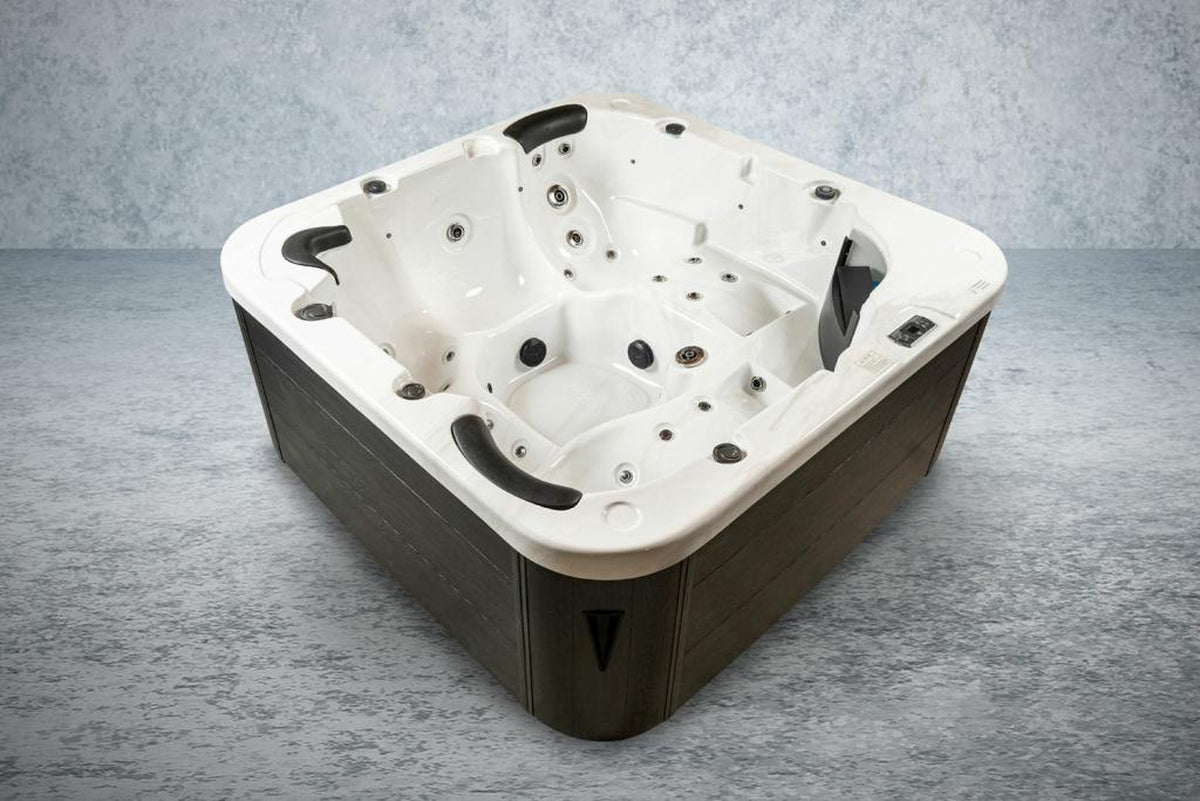 PureHaven American Outdoor-Whirlpool 215x215 cm 5 Personen Rücken- Gesäß- Nacken- & Fußreflexzonenmassage Filtersystem Wasserfall 1650 L