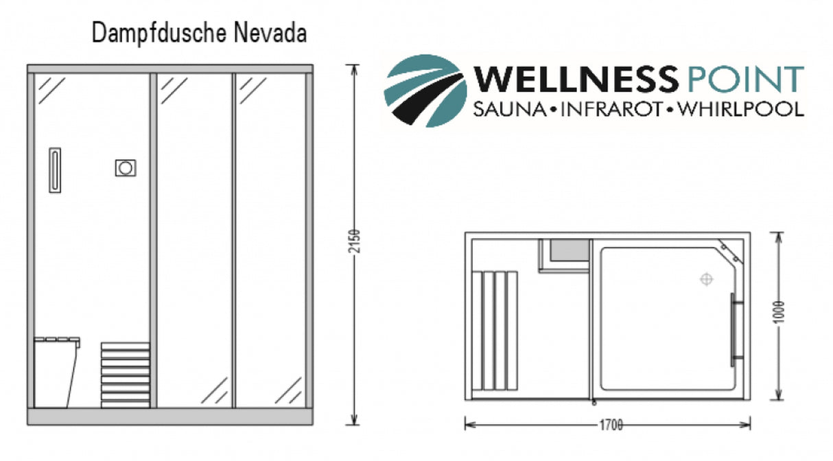 PureHaven Luxus 2in1 Finnische Sauna und Dampfdusche 170x100 cm für 2 Personen Tropenbrause Rücken- und Fußmassage LCD-Bildschirm Radio und Saunaofen