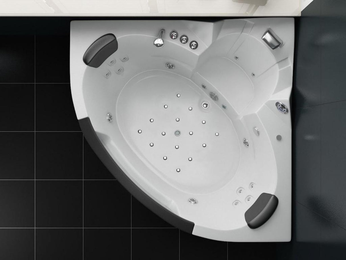 PureHaven Whirlpool 172x172 cm Wasserfall Heizung Lichttherapie Soundsystem Reinigungsprogramm Bluetooth-Soundsystem
