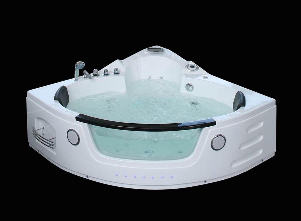 PureHaven Whirlpool 172x172 cm Wasserfall Heizung Lichttherapie Soundsystem Reinigungsprogramm Bluetooth-Soundsystem