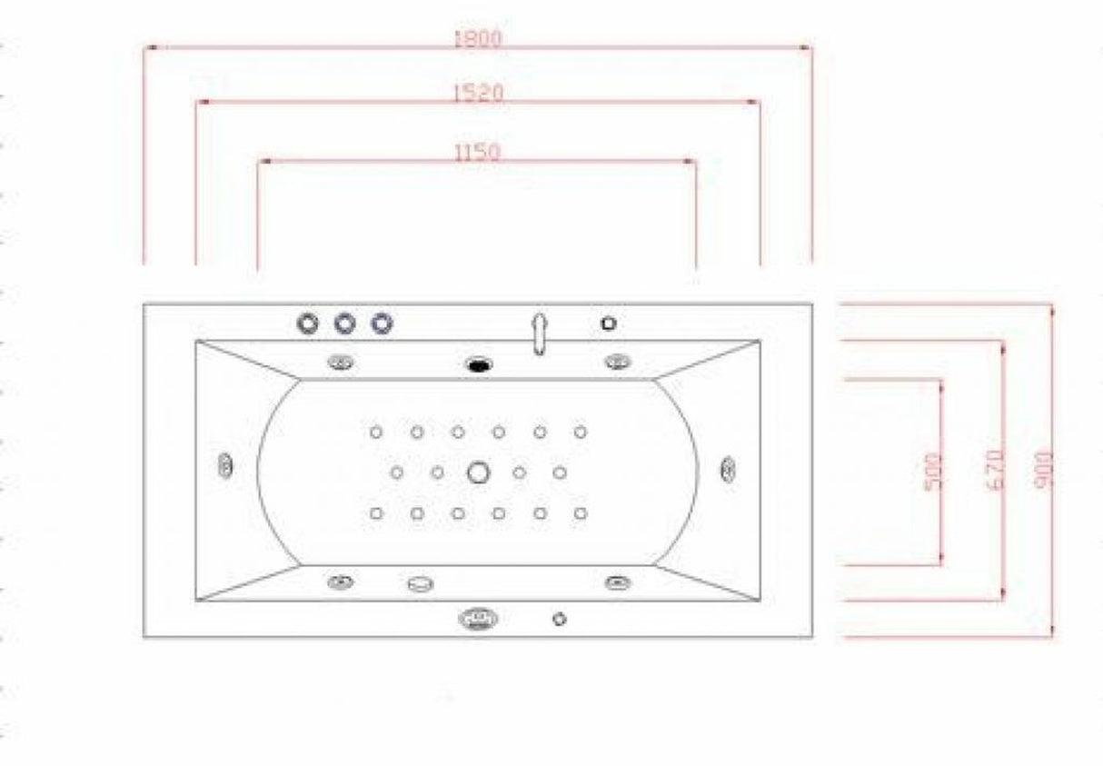 PureHaven Whirlpool 182x90cm Heizung Reinigungsprogramm & Lichttherapie Wasserfall Bluetooth-fähiges Soundsystem
