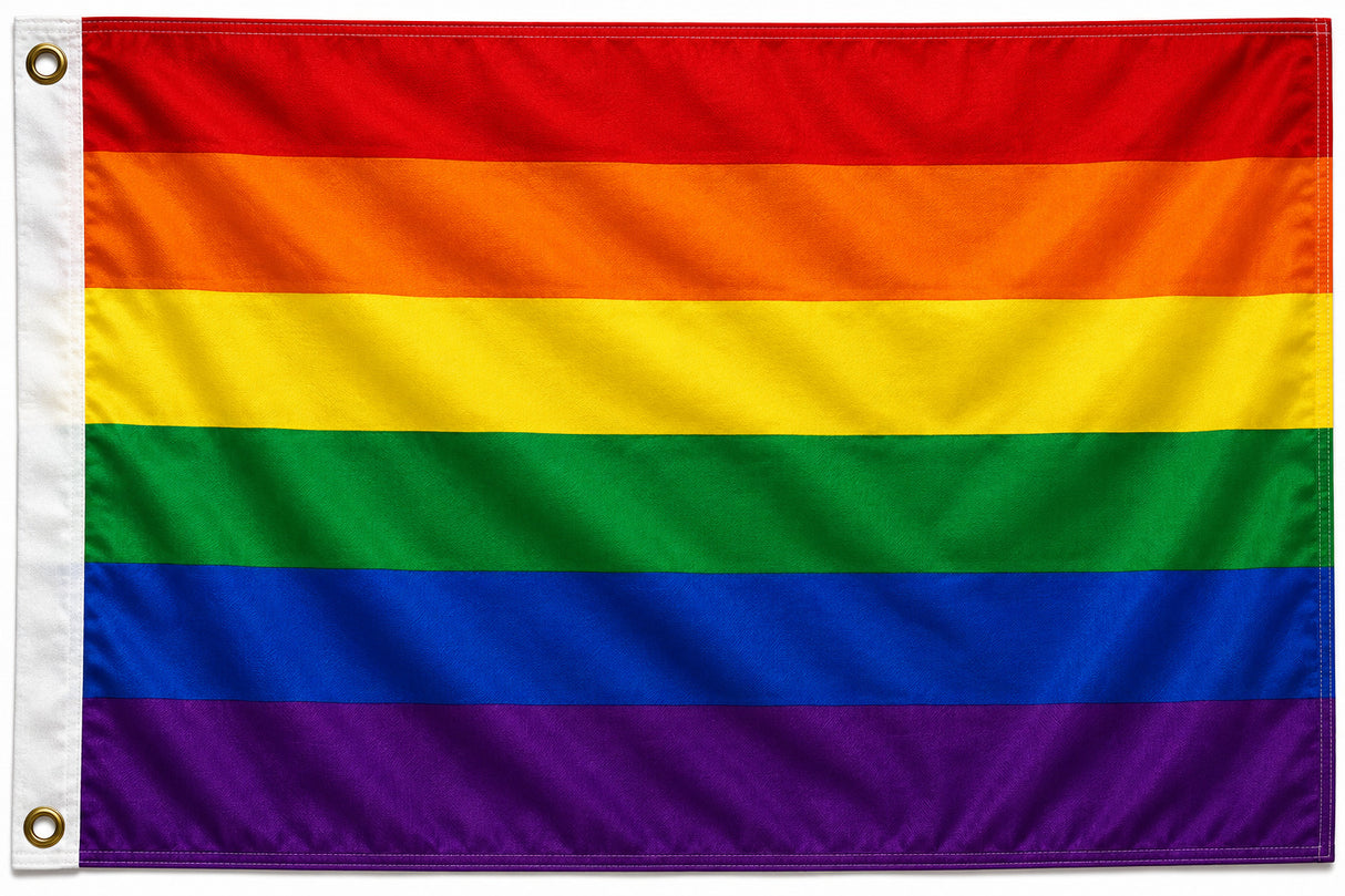Flagge Regenbogen / Frieden 90 x 150 cm Fahne mit 2 Ösen 100g/m² Stoffgewicht Hissen