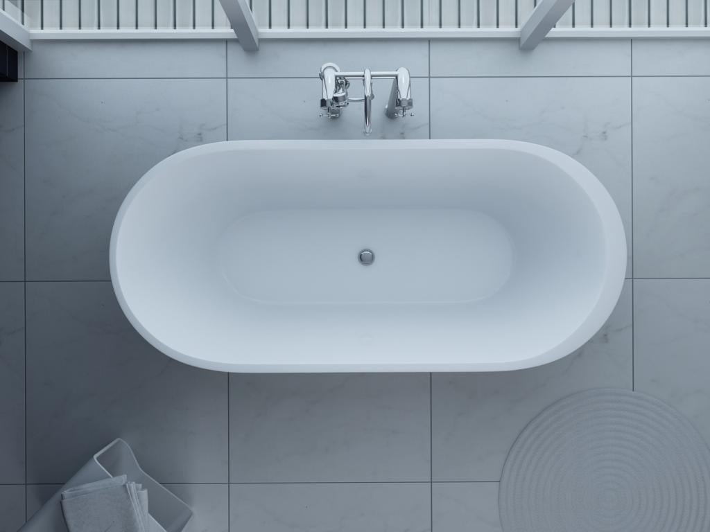PureHaven freistehende Luxus Acryl-Badewanne 170x80 cm elegant inkl. Siphon Überlaufschutz leicht zu pflegende Oberfläche extra starker Rahmen Weiß