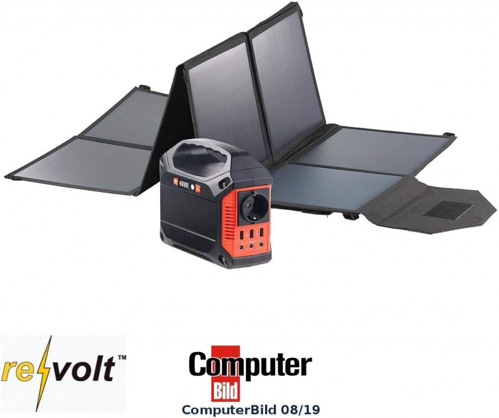 revolt HSG-420 Solarpanel Powerbank Powerstation & Solar-Generator mit faltbarem 50-W-Solarpanel