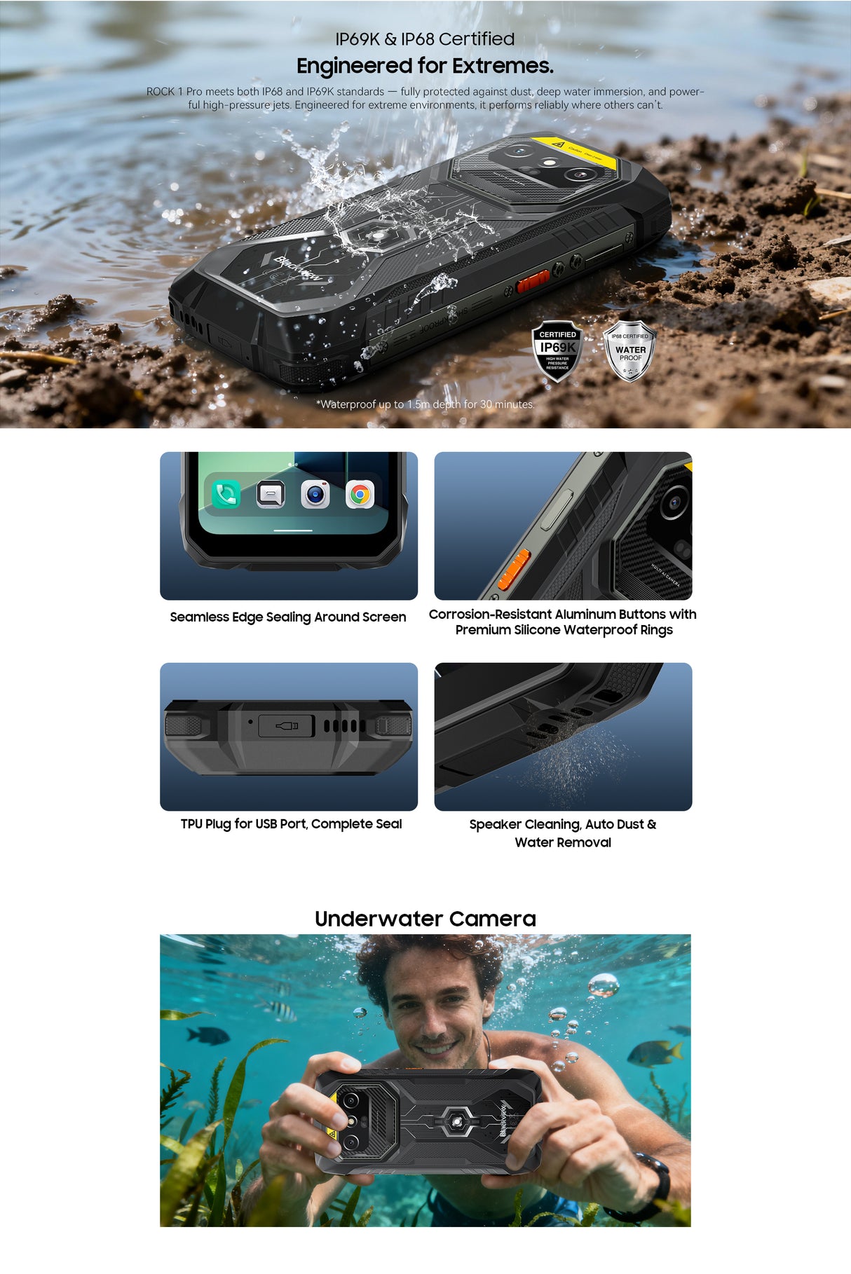 Wasserdichtes Outdoor-Handy: Blackview Rock 1 Pro im Unterwasser-Einsatz