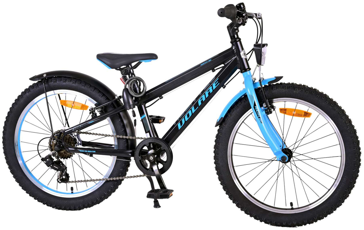 Volare Rocky Kinderfahrrad - 20 Zoll - Schwarz Blau - 95% fertig - 6 speed - Prime Collection