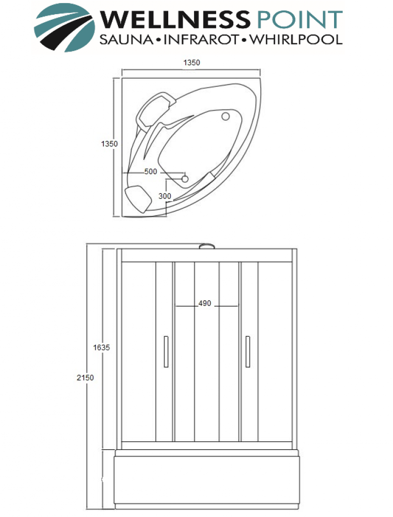 PureHaven 2in1 Dampfdusche und Whirlpool 135x135 cm mit Aluminiumrahmen und komplettem Zubehör inklusive Tropenbrause Sitzfläche Radio Massagefunktion