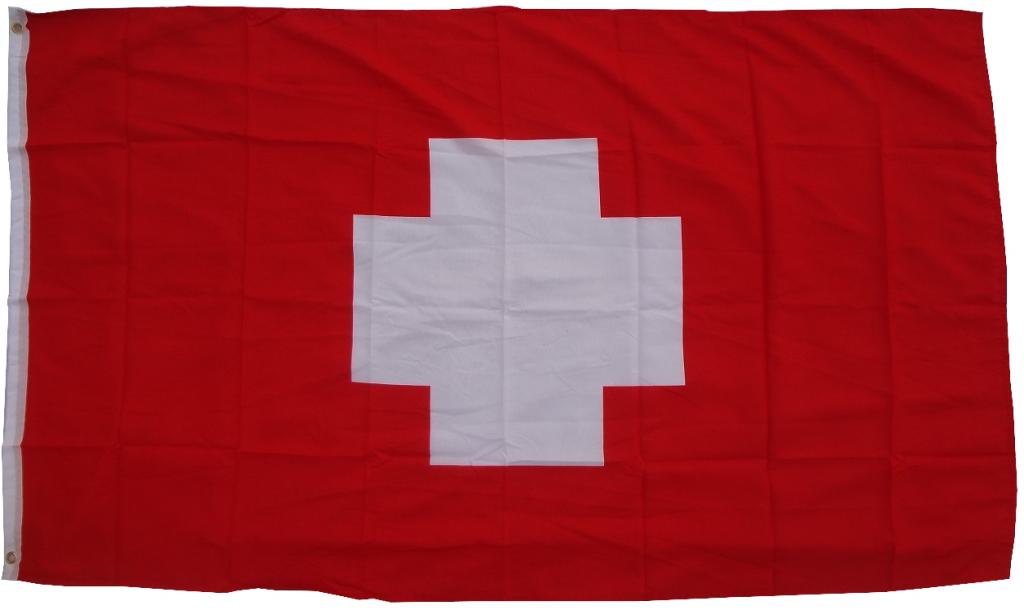 XXL Flagge Schweiz 250 x 150 cm Fahne mit 3 Ösen 100g/m² Stoffgewicht Hissflagge Hiss