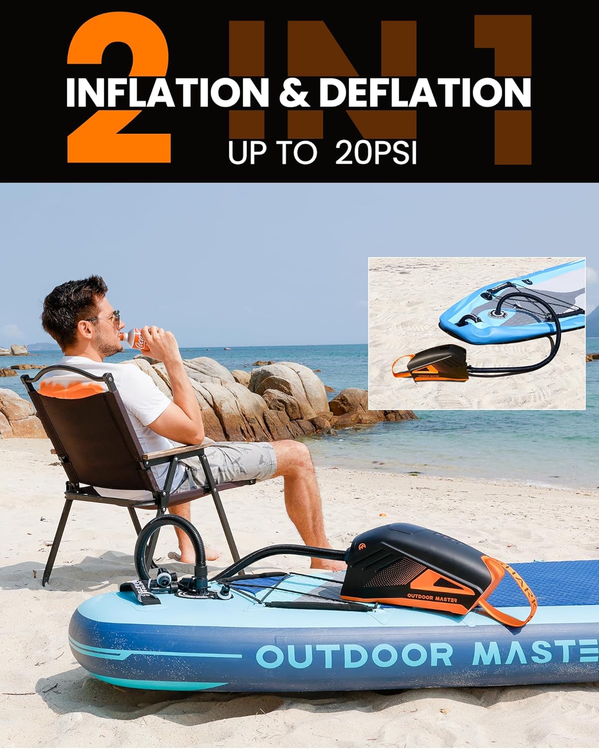 Outdoormaster Shark 3 kann Aufblasen und Ablassen