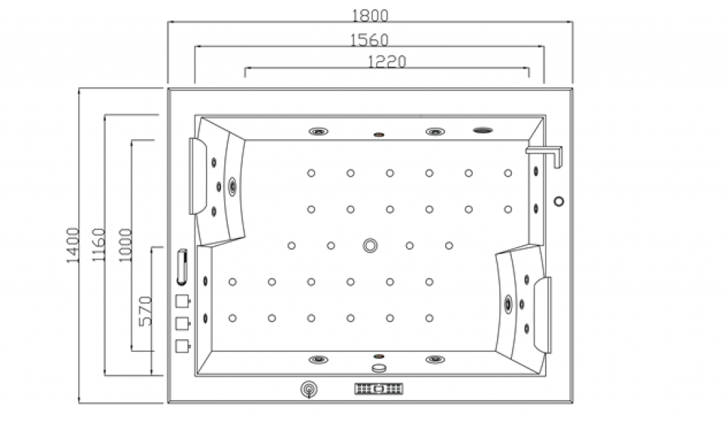 PureHaven Whirlpool 180x142cm Heizung Reinigungsprogramm & Lichttherapie Wasserfall Bluetooth-fähiges Soundsystem