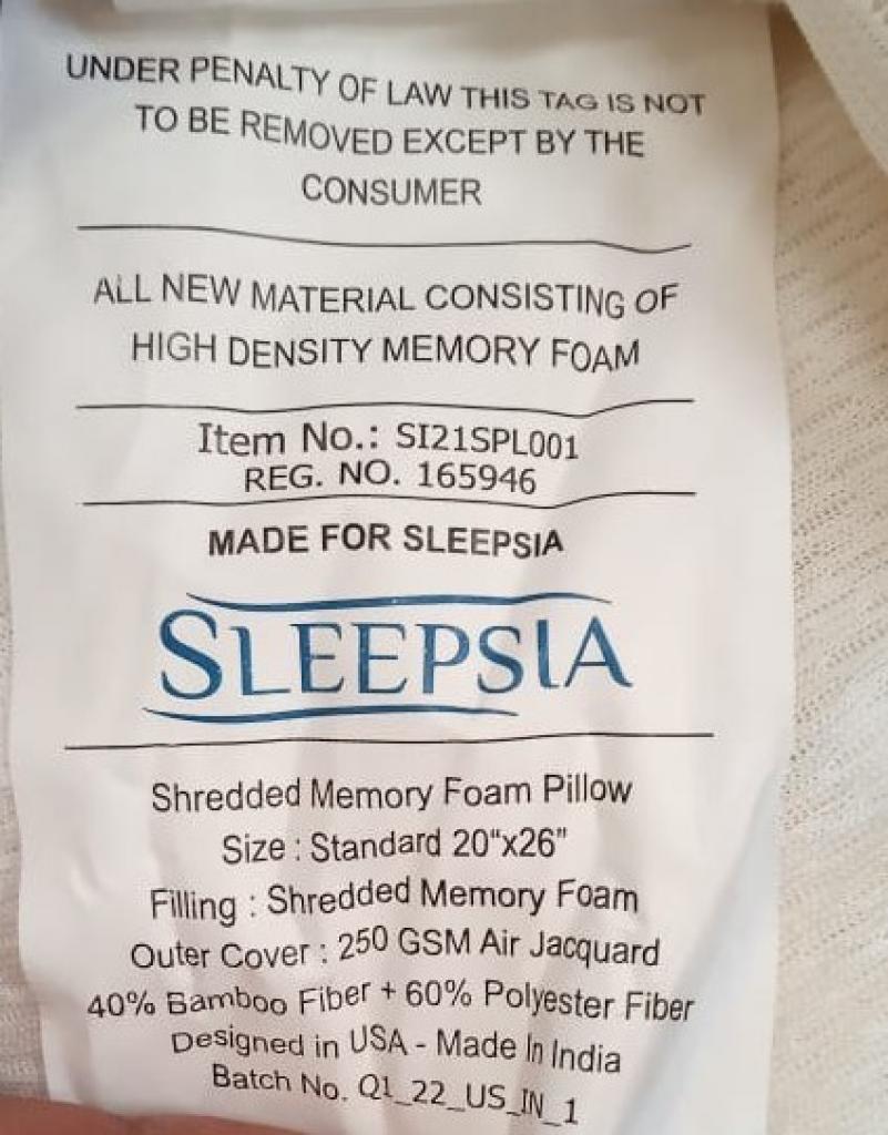 Sleepsia Bambuskissen Kingsize 40 x 80 cm (1er-Pack) mit geschreddertem Memory Schaum