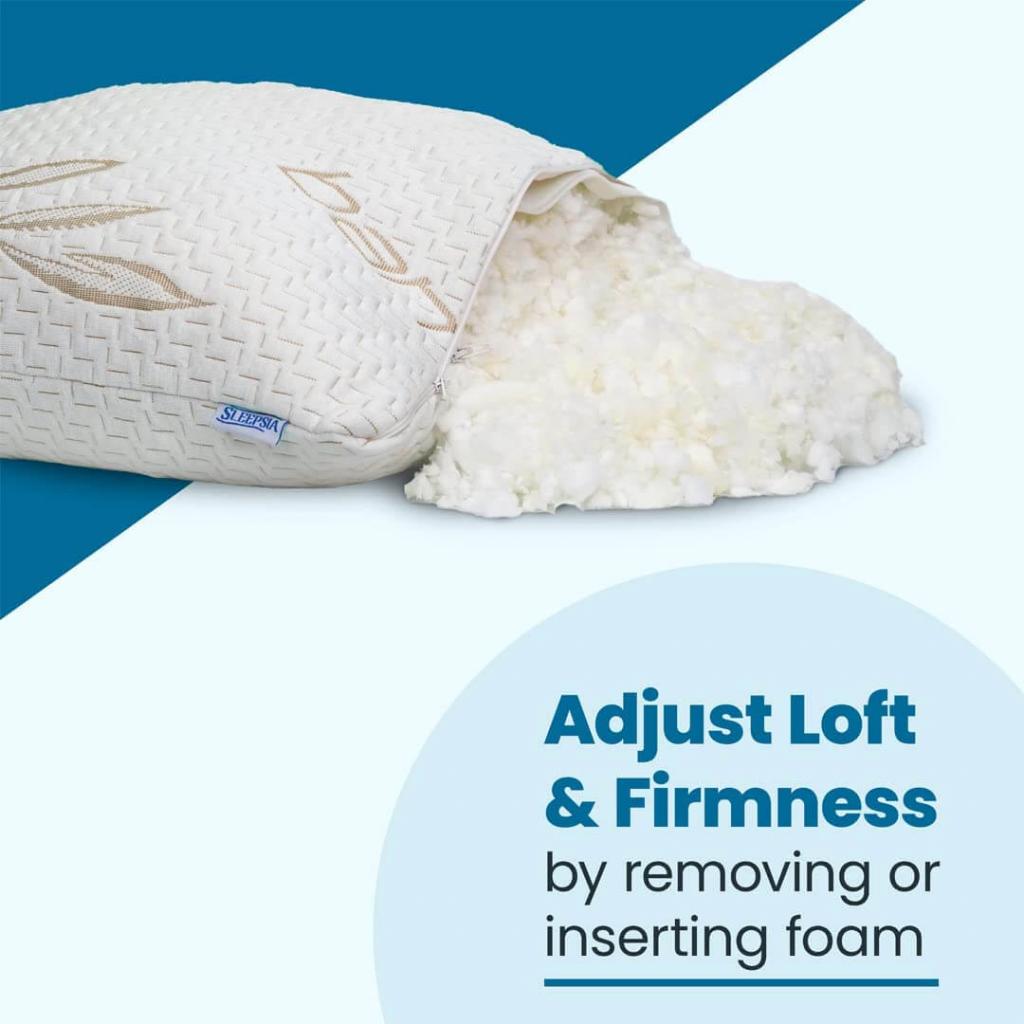 Sleepsia Bambuskissen Kingsize 40 x 80 cm (1er-Pack) mit geschreddertem Memory Schaum