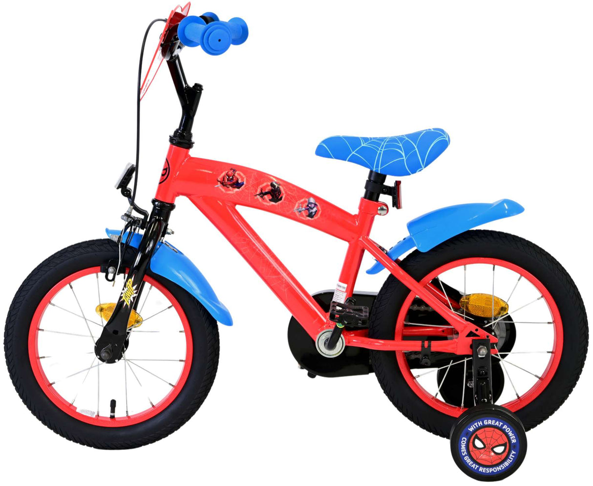 Volare Marvel Spider-Man Kinderfahrrad für Jungen - 14 Zoll in Rot/Blau