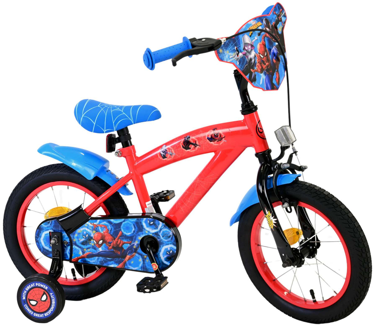 Volare Marvel Spider-Man Kinderfahrrad für Jungen - 14 Zoll in Rot/Blau