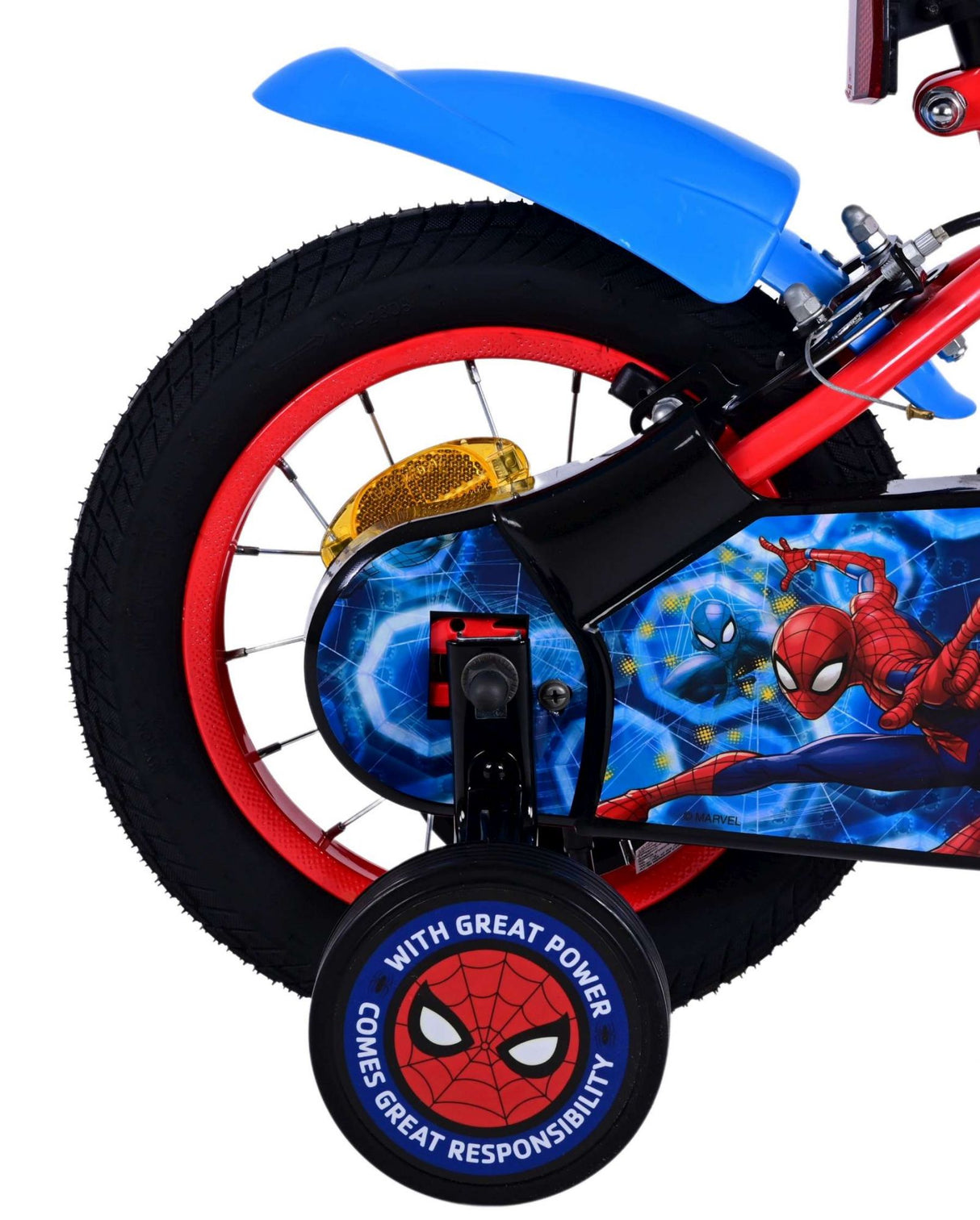 Volare Ultimate Spider-Man Kinderfahrrad - Jungen - 12 Zoll - Blau/Rot - Zweihandbremsen