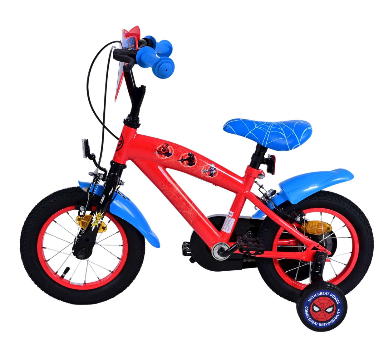 Volare Ultimate Spider-Man Kinderfahrrad - Jungen - 12 Zoll - Blau/Rot - Zweihandbremsen