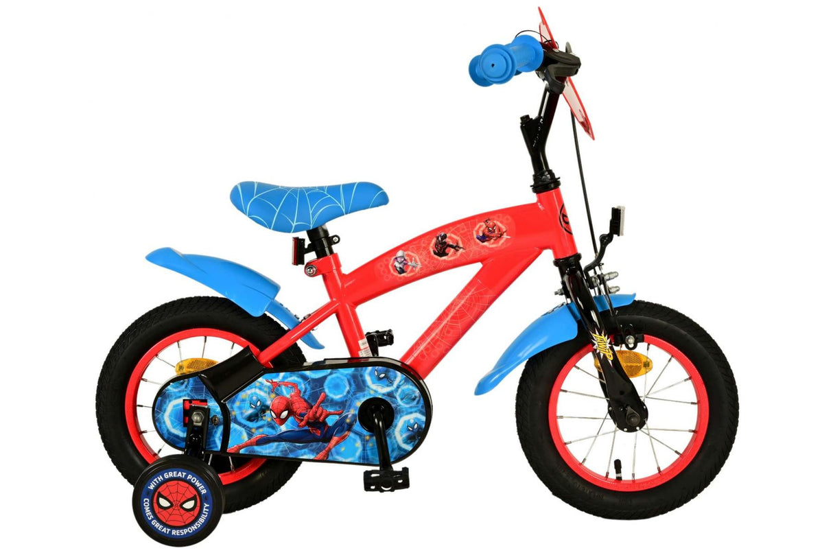 Volare Spider-Man Kinderfahrrad - Jungen - 12 Zoll - Blau/Rot