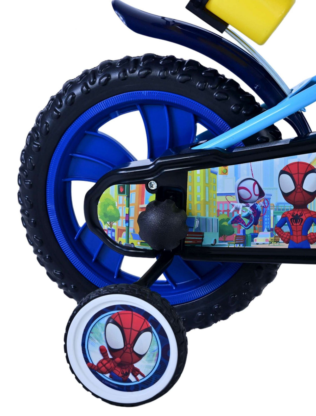 Volare Spidey Kinderfahrrad für Jungen - 12 Zoll - Blau mit Sicherheitsmerkmalen