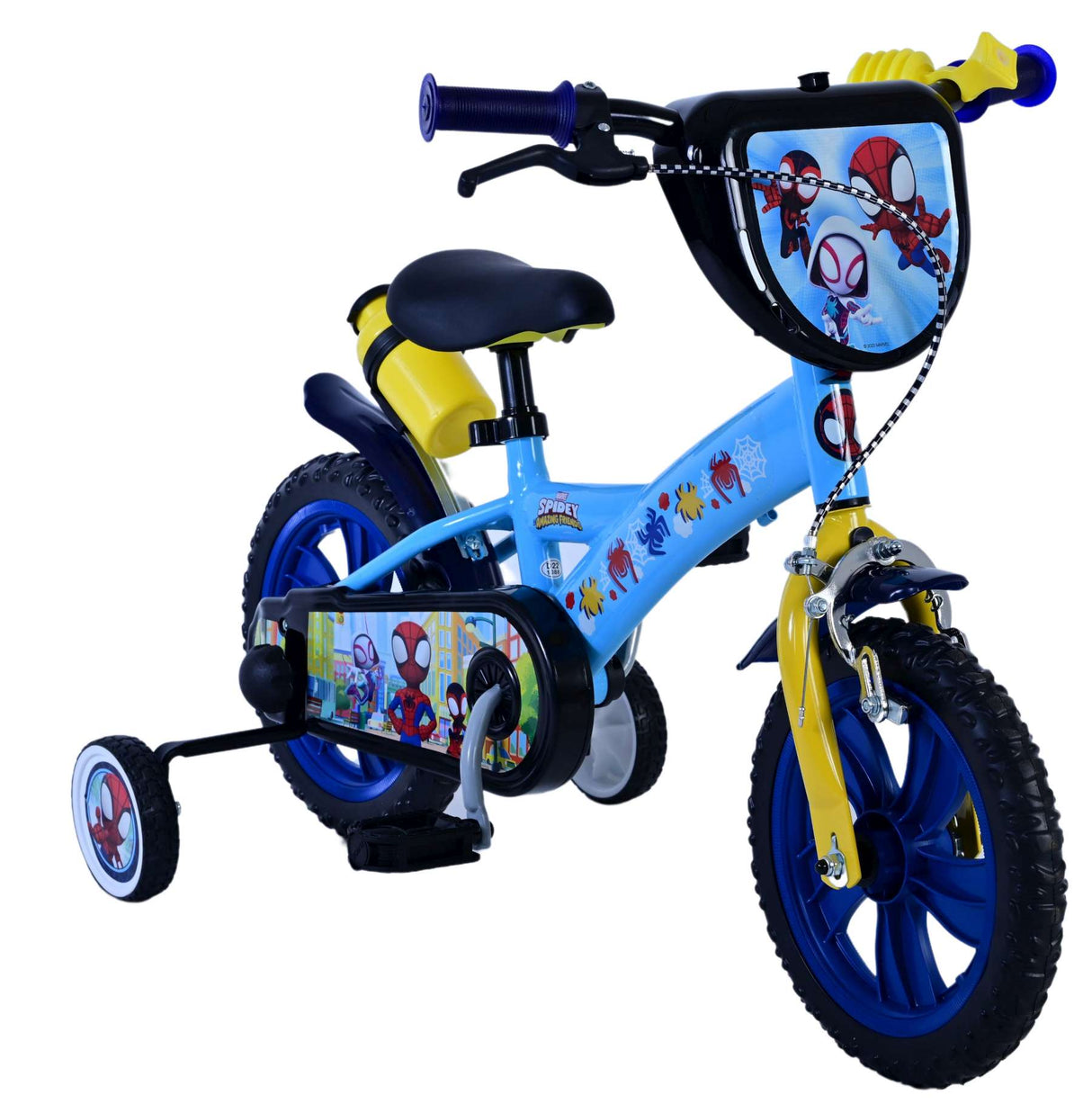 Volare Spidey Kinderfahrrad für Jungen - 12 Zoll - Blau mit Sicherheitsmerkmalen