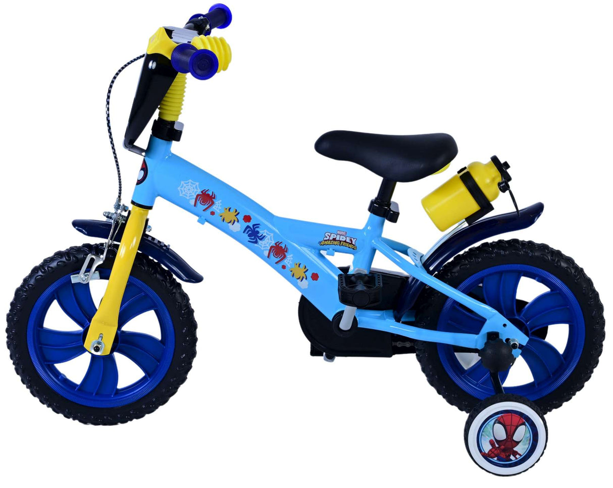 Volare Spidey Kinderfahrrad für Jungen - 12 Zoll - Blau mit Sicherheitsmerkmalen