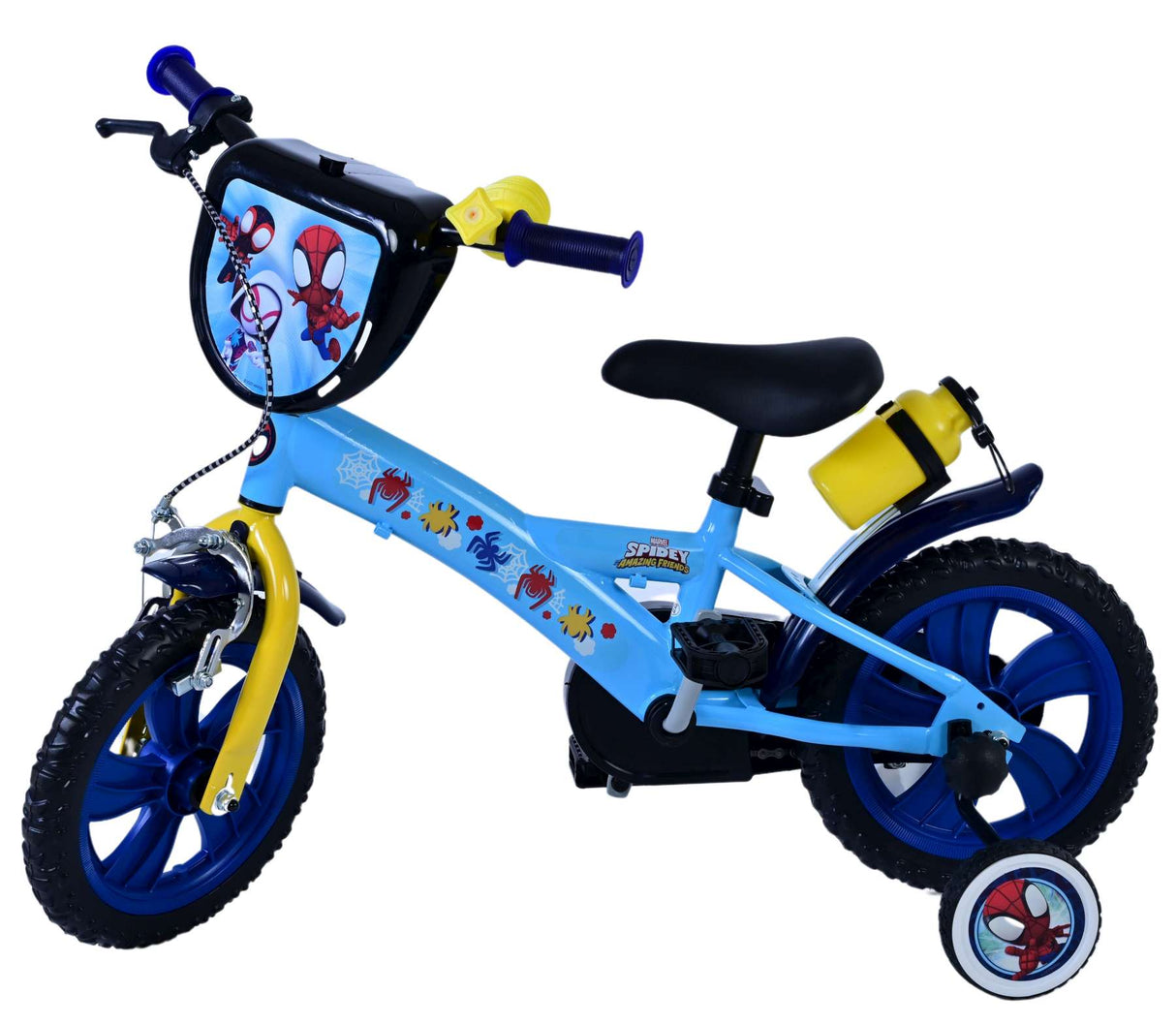 Volare Spidey Kinderfahrrad für Jungen - 12 Zoll - Blau mit Sicherheitsmerkmalen