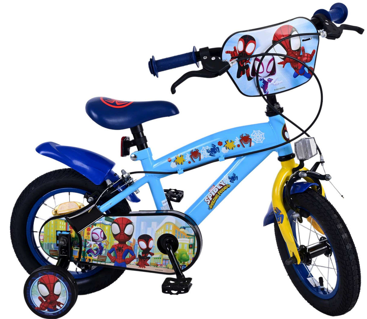 Volare Spidey Kinderfahrrad - Jungen - 12 Zoll - Blau - Zweihandbremsen