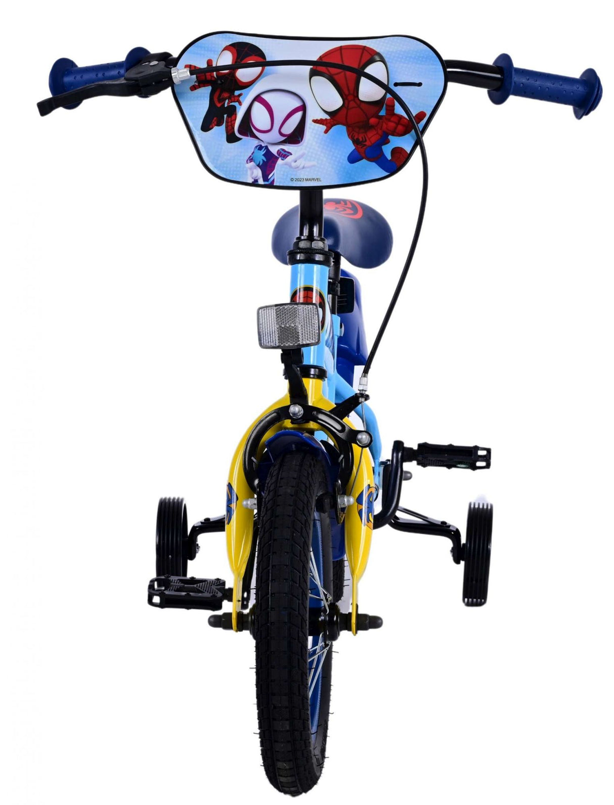 Volare Spider-Man 12-Zoll-Kinderfahrrad mit Handbremse, Rücktrittbremse und abnehmbaren Stützrädern - Offiziell lizenziertes Produkt