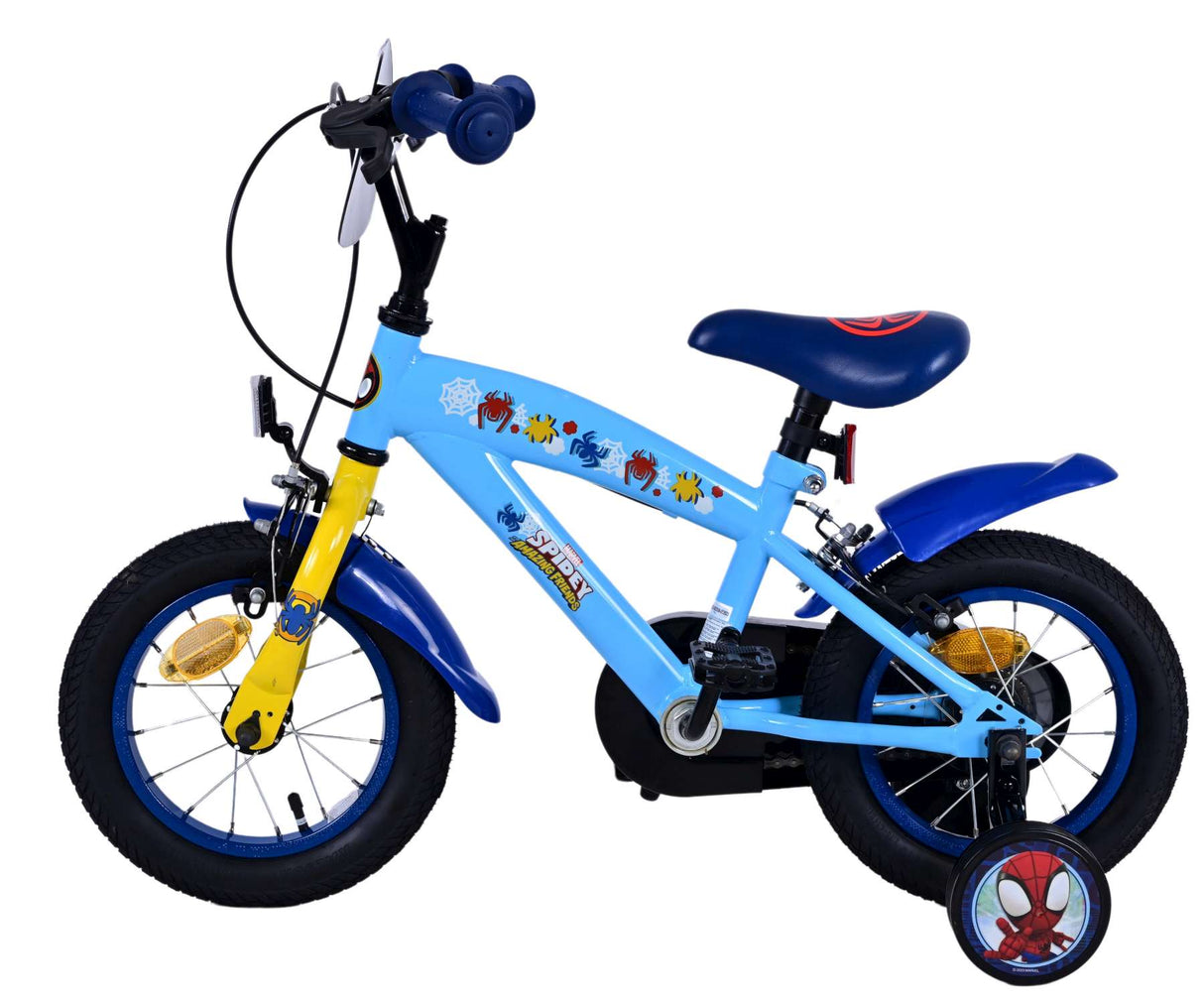 Volare Spider-Man 12 Zoll Kinderfahrrad Blau - Sicherheit, Komfort und Spaß in einem!