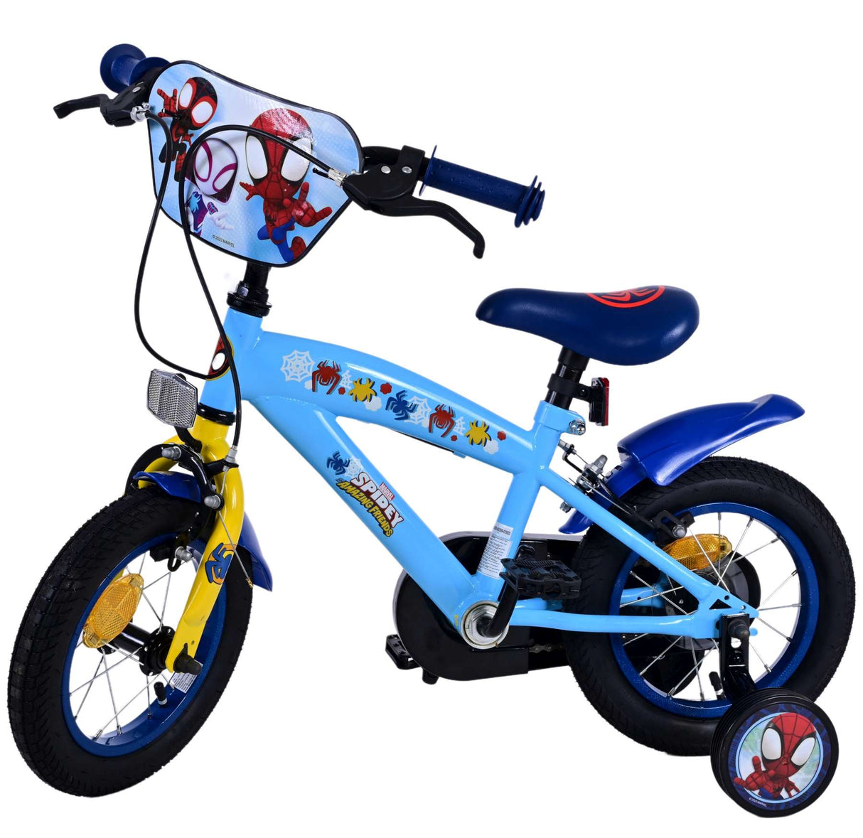 Volare Spider-Man 12 Zoll Kinderfahrrad Blau - Sicherheit, Komfort und Spaß in einem!