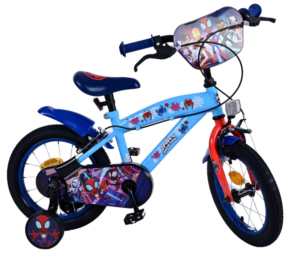 Volare Spider-Man 14 Zoll Kinderfahrrad Blau - Sicherheit, Komfort und langanhaltende Freude!