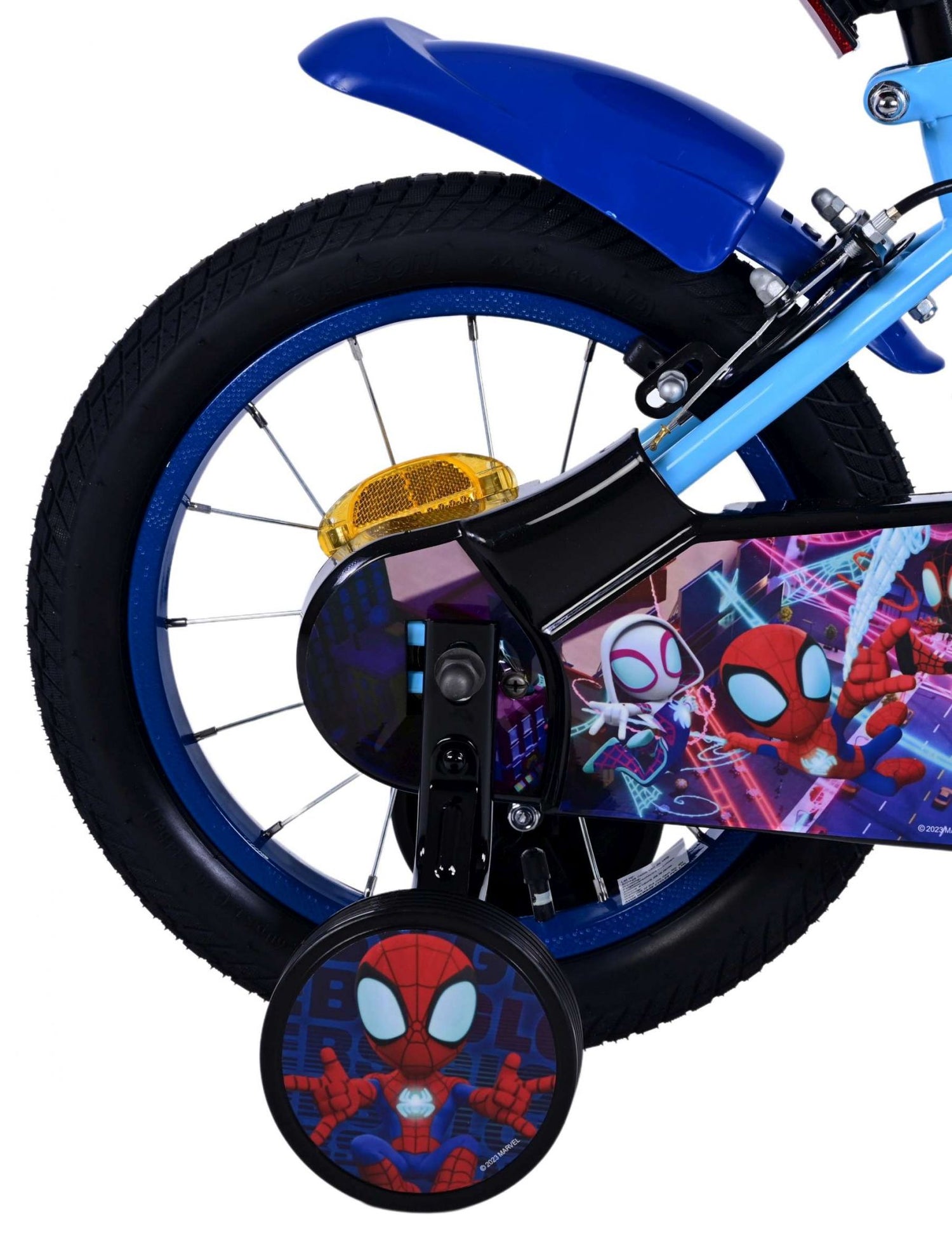 Volare Spider-Man 14 Zoll Kinderfahrrad Blau - Sicherheit, Komfort und langanhaltende Freude!