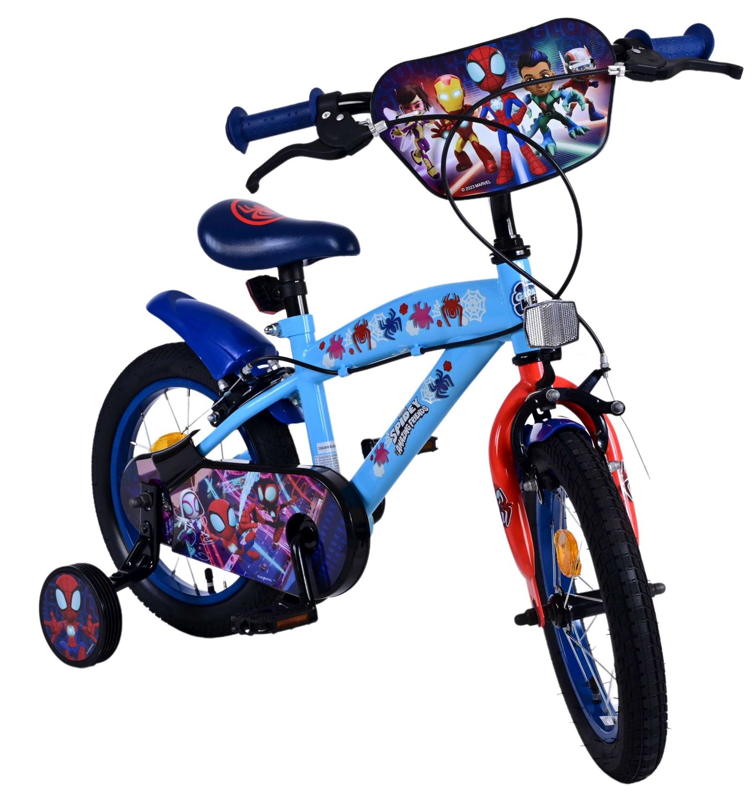 Volare Spider-Man 14 Zoll Kinderfahrrad Blau - Sicherheit, Komfort und langanhaltende Freude!