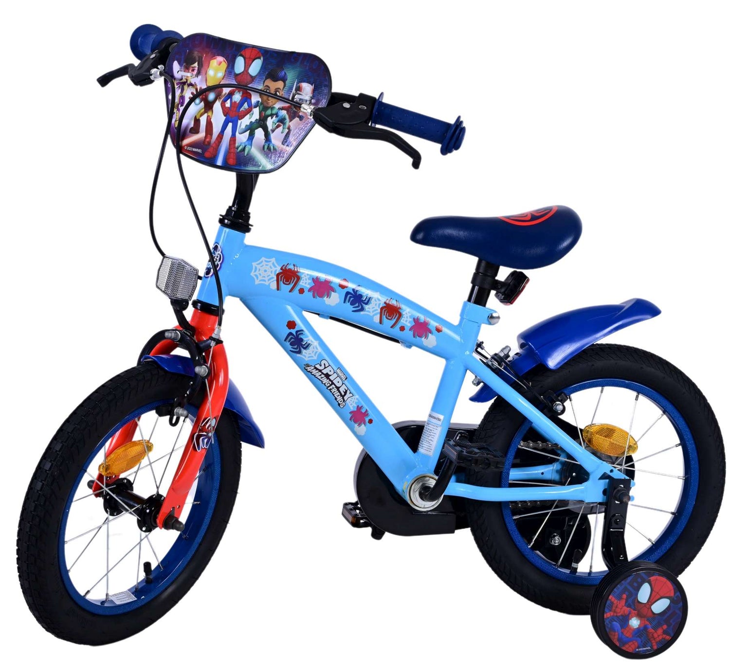 Volare Spider-Man 14 Zoll Kinderfahrrad Blau - Sicherheit, Komfort und langanhaltende Freude!