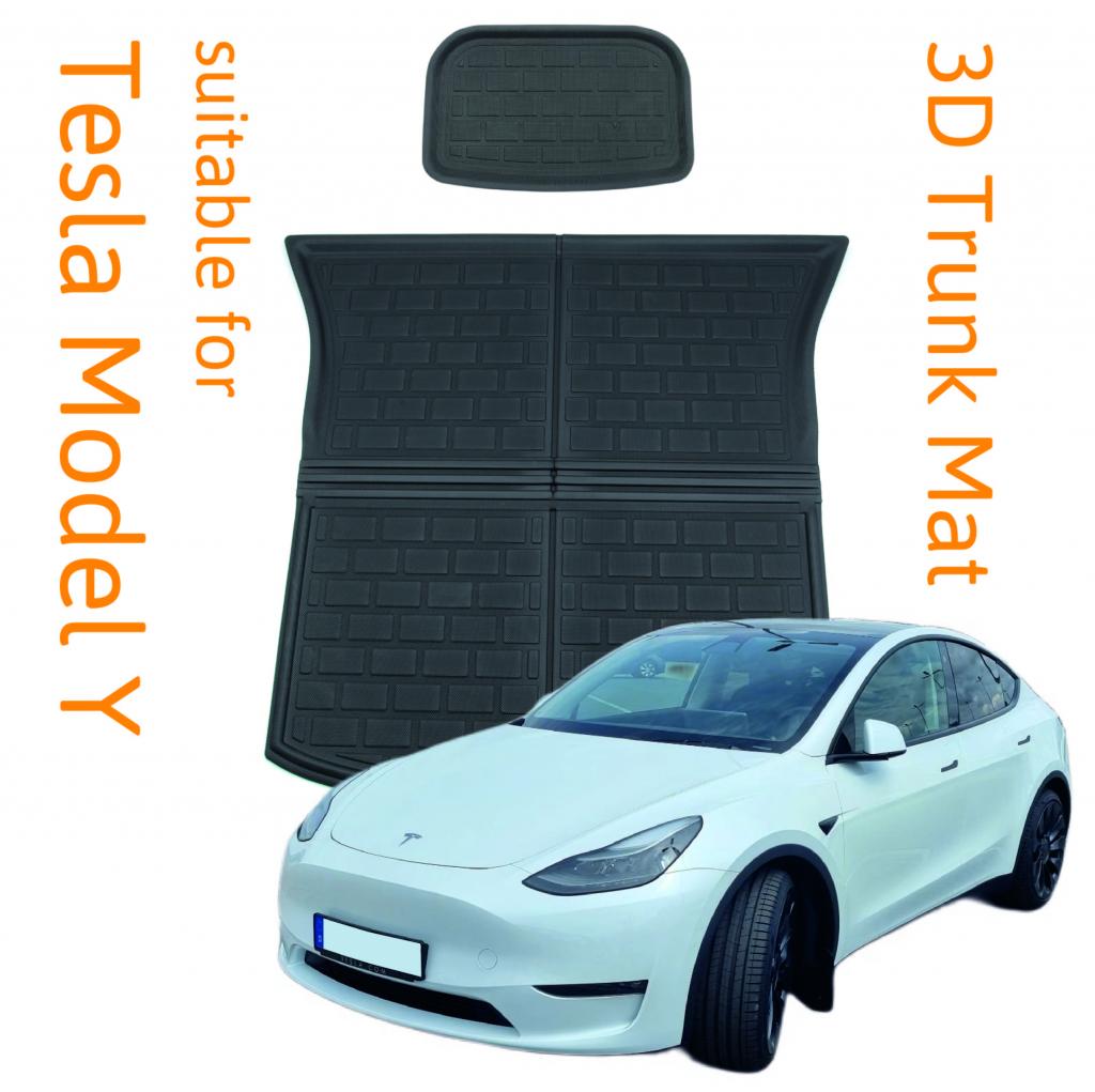 3D Kofferraummatte + Unterbodenmatte passend für Tesla Model Y / Performance rutschfest