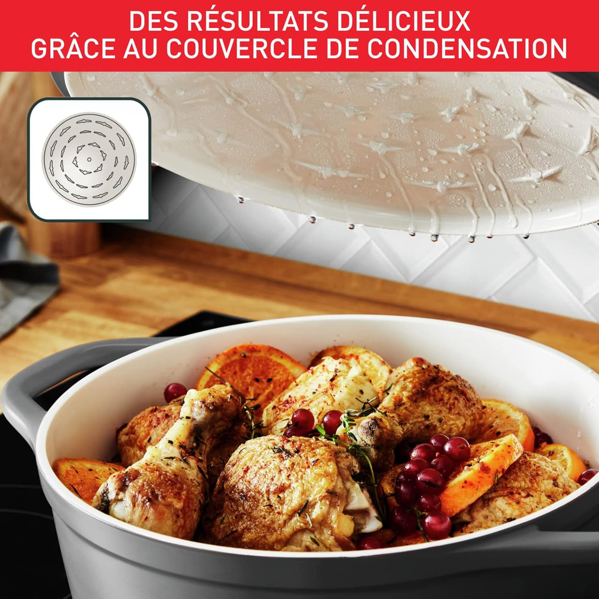 Tefal E2554604 Kochtopf mit Essen und ohne Deckel