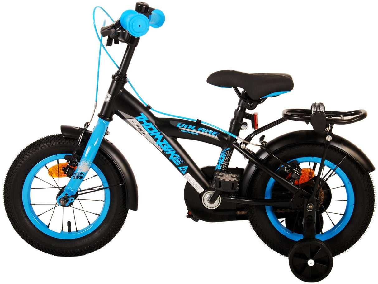 B-WARE - Volare Thombike Kinderfahrrad - Jungen - 12 Zoll - Schwarz Blau - Zweihandbremsen