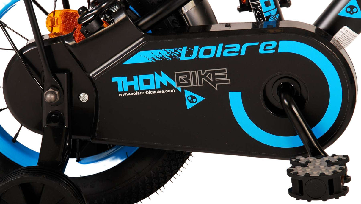 B-WARE - Volare Thombike Kinderfahrrad - Jungen - 12 Zoll - Schwarz Blau - Zweihandbremsen